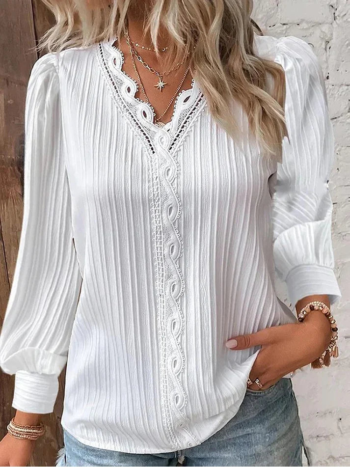 Martina | Blusa con Detalles de Encaje en Gasa