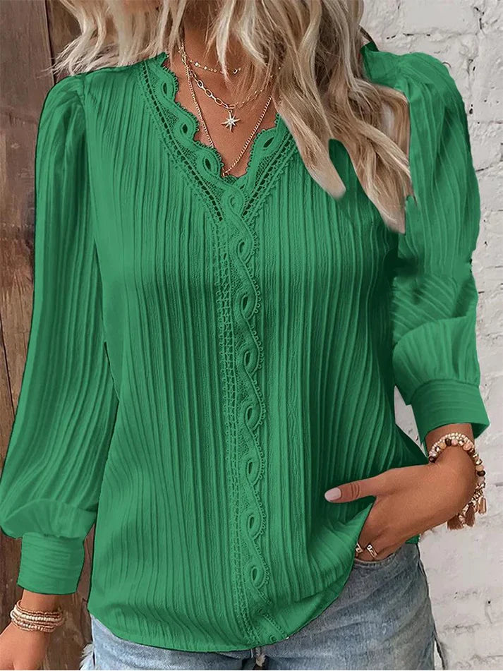Martina | Blusa con Detalles de Encaje en Gasa
