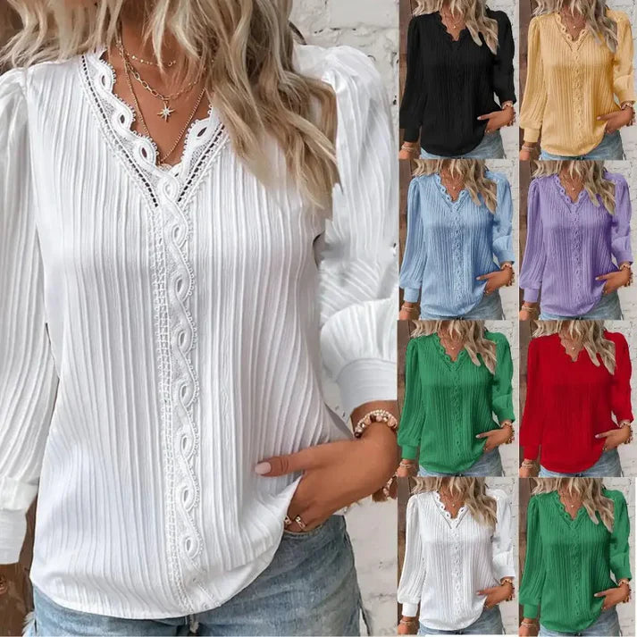 Martina | Blusa con Detalles de Encaje en Gasa