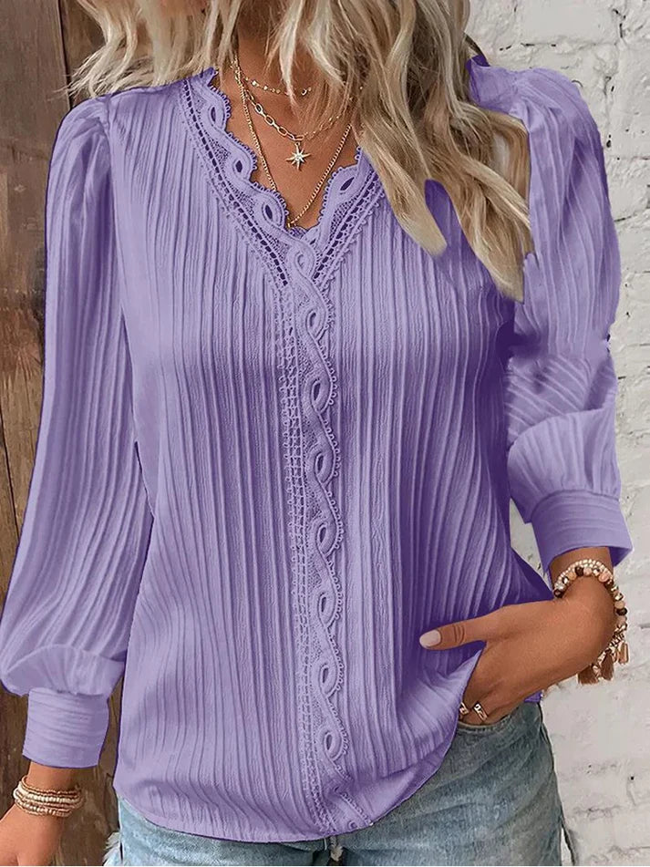 Martina | Blusa con Detalles de Encaje en Gasa