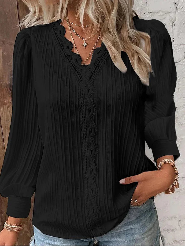 Martina | Blusa con Detalles de Encaje en Gasa