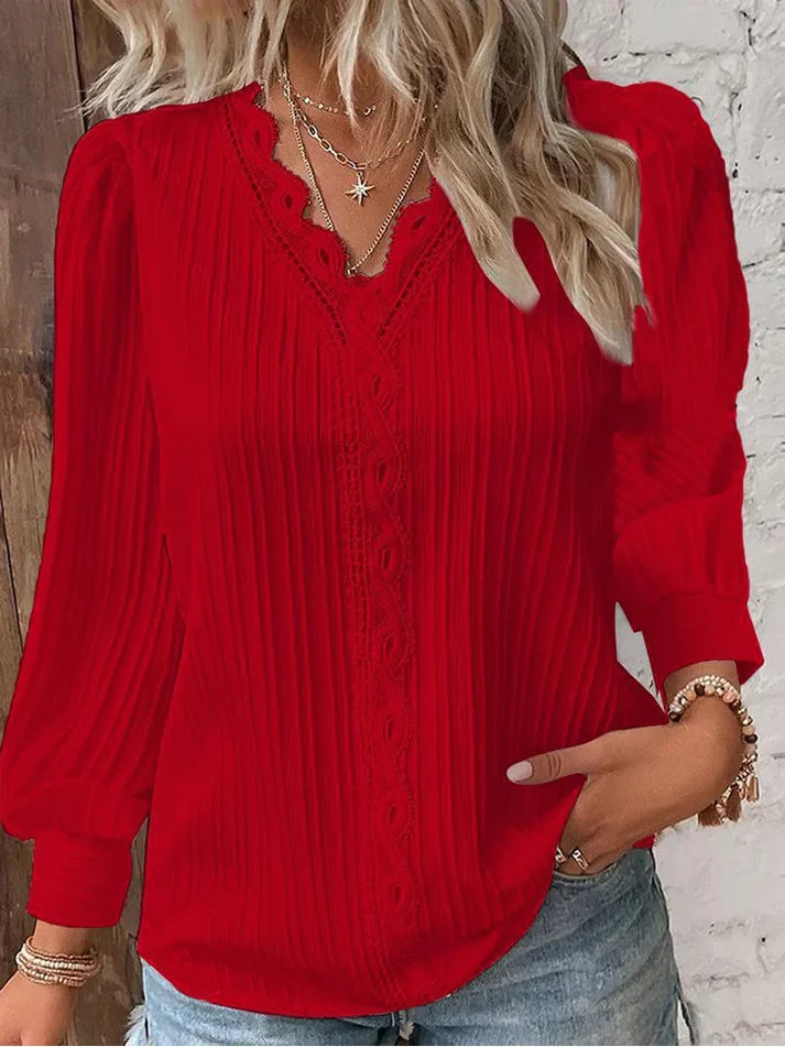 Martina | Blusa con Detalles de Encaje en Gasa