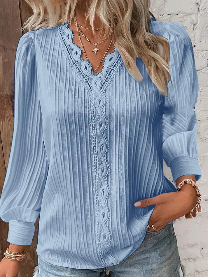 Martina | Blusa con Detalles de Encaje en Gasa