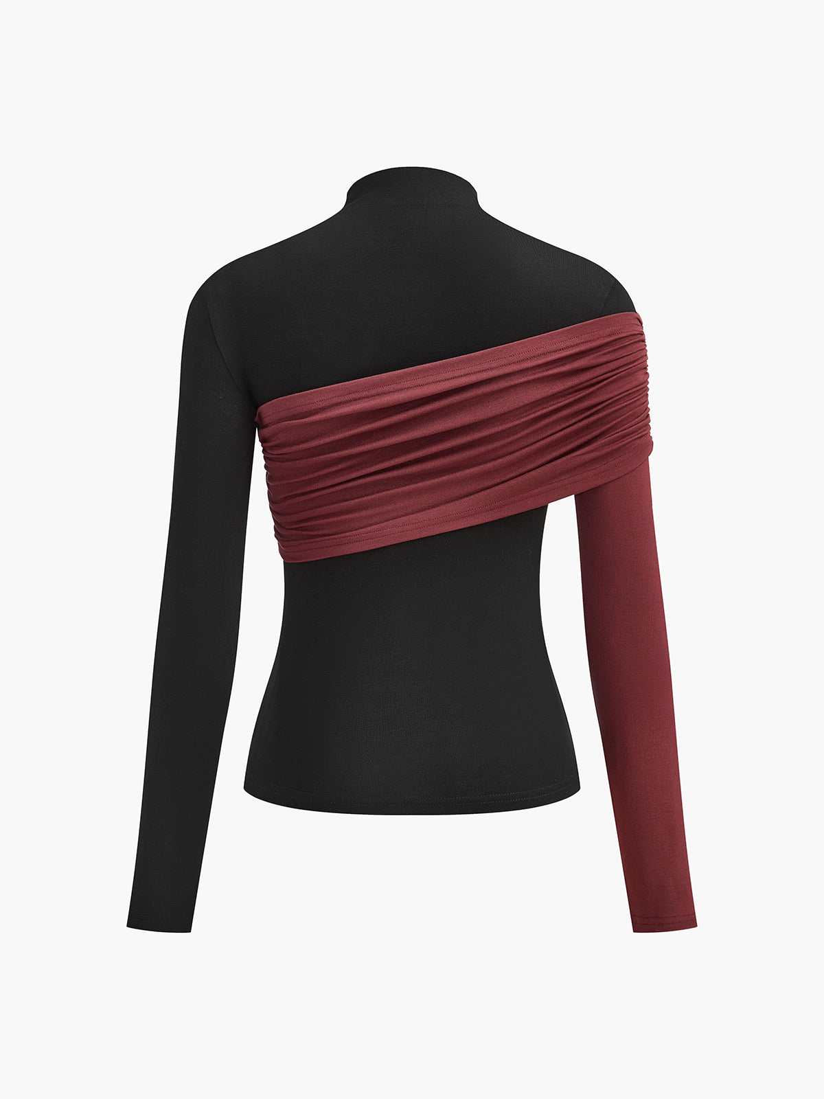 Top Ajustado de Jersey Plisado con Bloques de Color