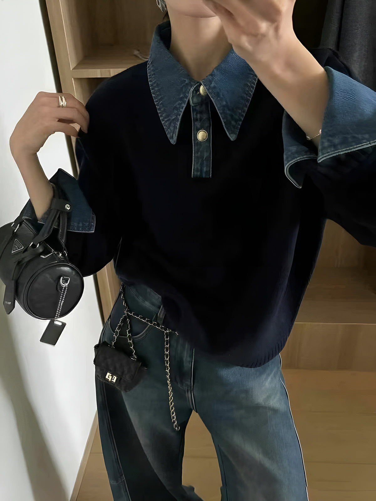 Suéter con solapa de panel 2 en 1