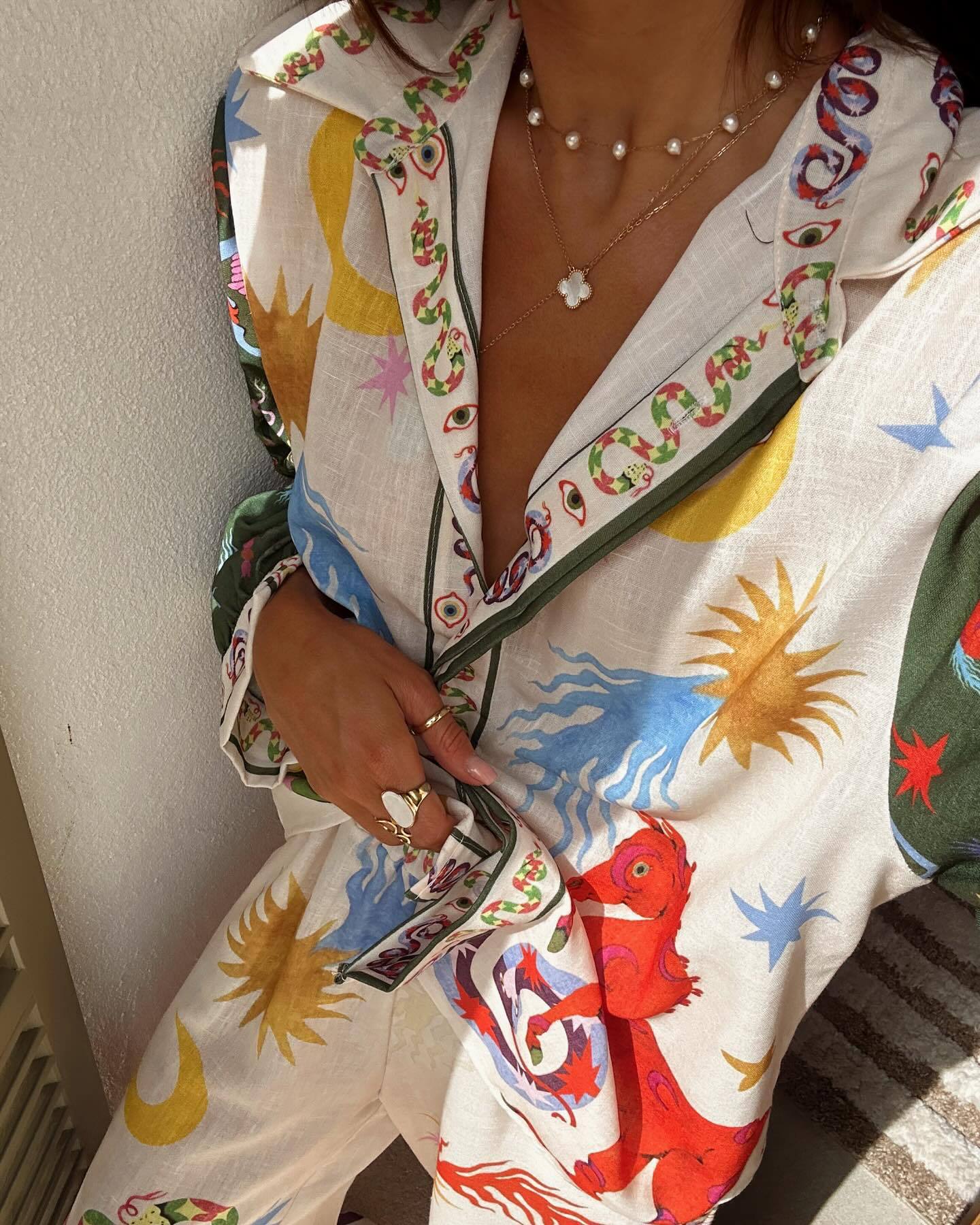 Conjunto Lucille de Camisa y Pantalón con Estampado Bohemio
