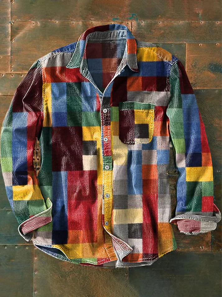 Alejandro | Camisa con estampado vintage a cuadros de colores