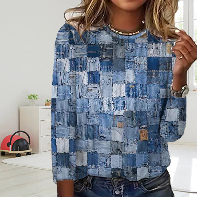 Camiseta clásica abstracta con estampado de cuadros