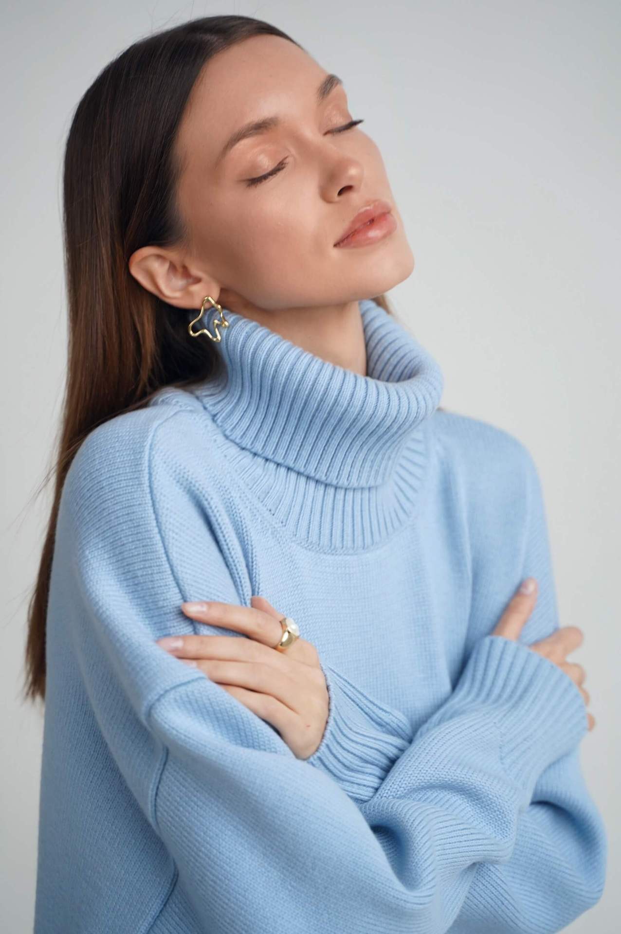 Blusa de punto extragrande con cuello alto Chaleur