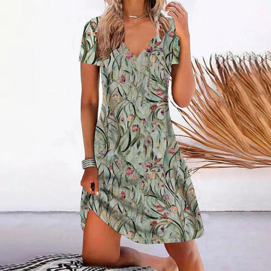 Vestido de manga corta con estampado floral