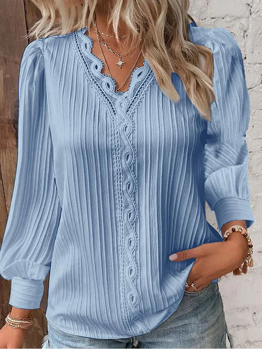 Martina | Blusa con Detalles de Encaje en Gasa