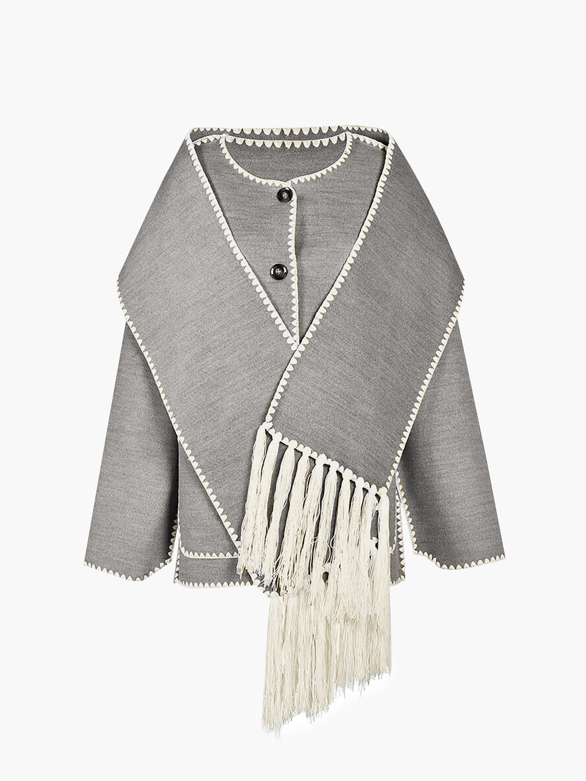 Chaqueta con Ribete en Contraste y Bufanda a Juego