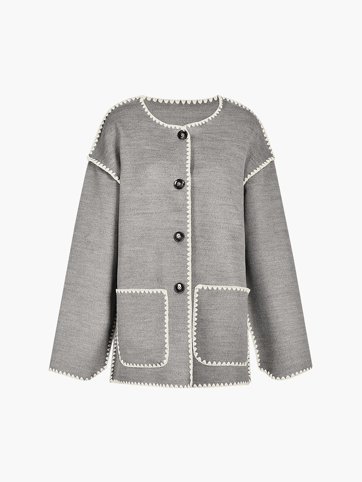 Chaqueta con Ribete en Contraste y Bufanda a Juego
