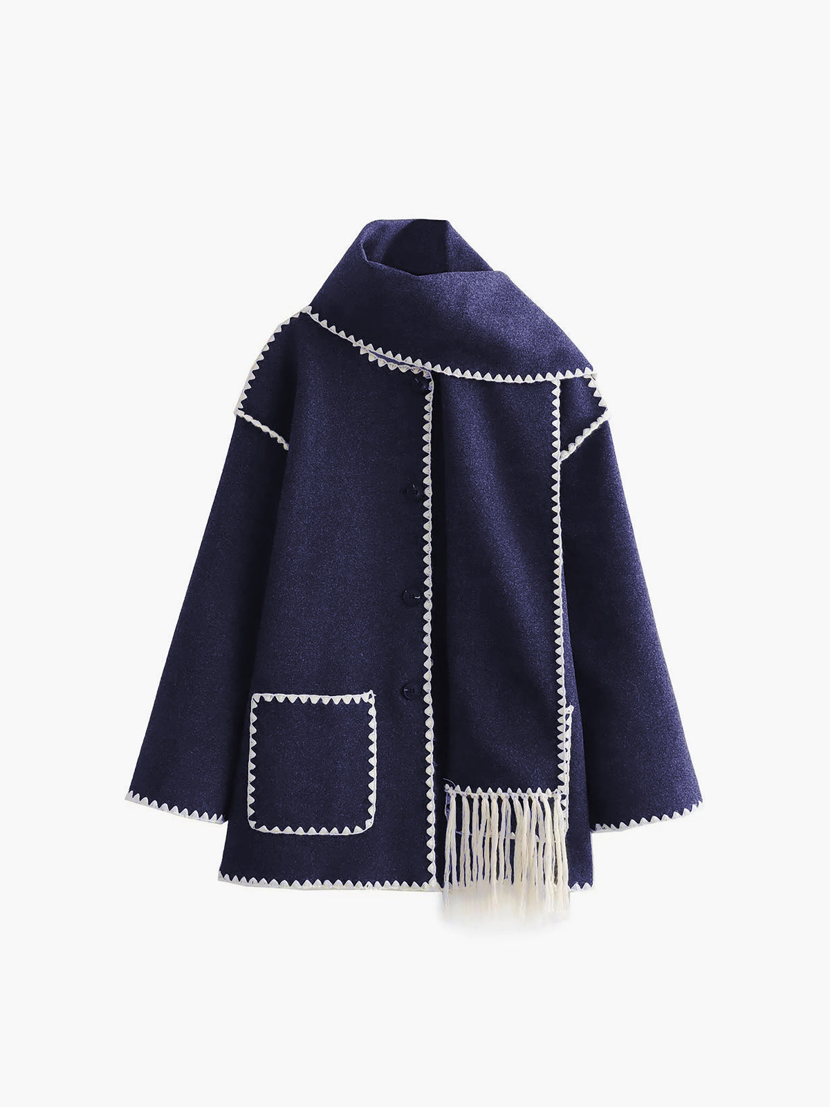 Chaqueta con Ribete en Contraste y Bufanda a Juego