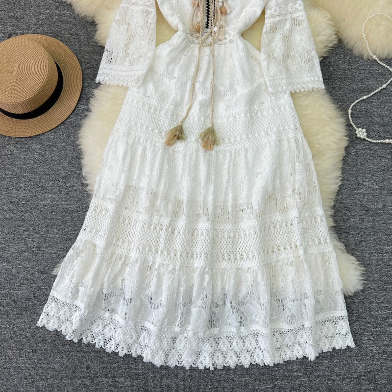 Lilly | Vestido Ibicenco con Mangas de Encaje
